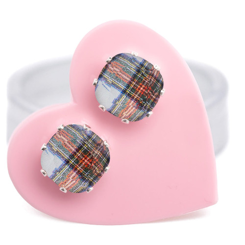 Mini Cushion Earring-Plaid Romance