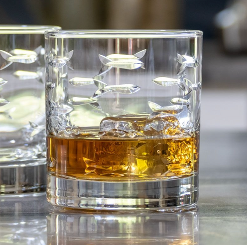 School of Fish On the Rocks Glass