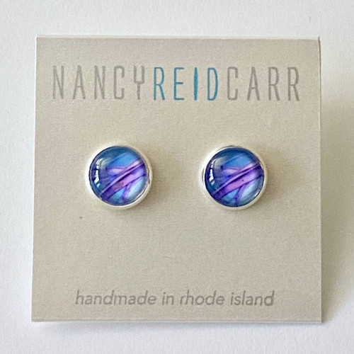 Blue/Purple Post Abstract Earrings