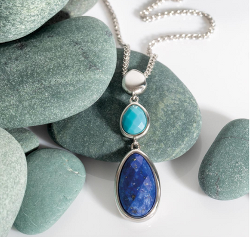 Pebble Gemstone Drop Necklace