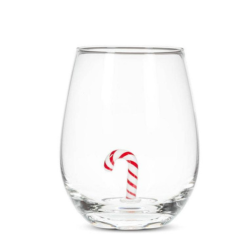 Candy Cane Icon Stemless Wine Glass