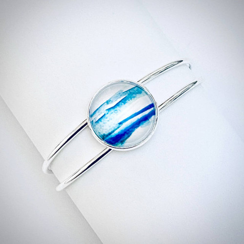 Watercolor Bracelet Bangle-Blue Breeze