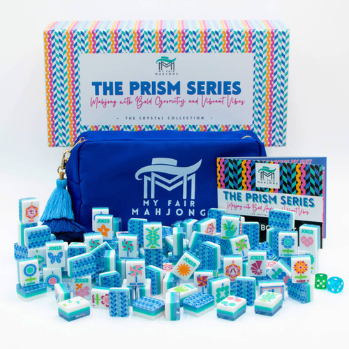 Crystal Prism Mahjong Tile Set-Blue