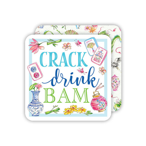 Crack Drink Bam Mahjong Square Coasters
