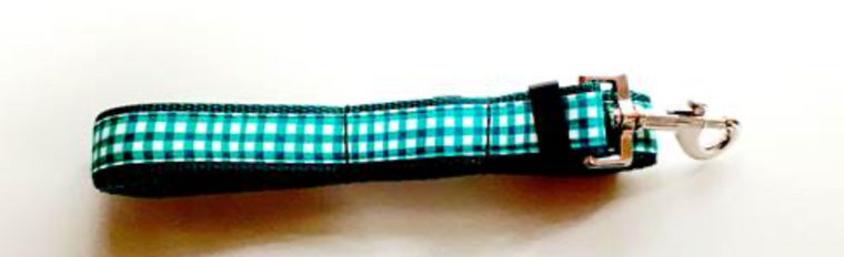 Dog Leash-Teal Check