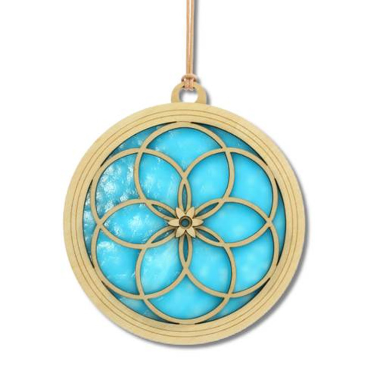 Interlocking Circles Suncatcher-turquoise- 6"