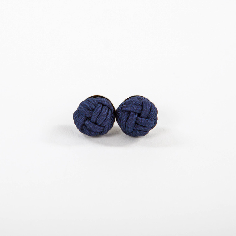 Monkey Fist Stud Earrings-Navy