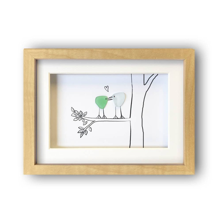 Sea Glass Art Love Birds