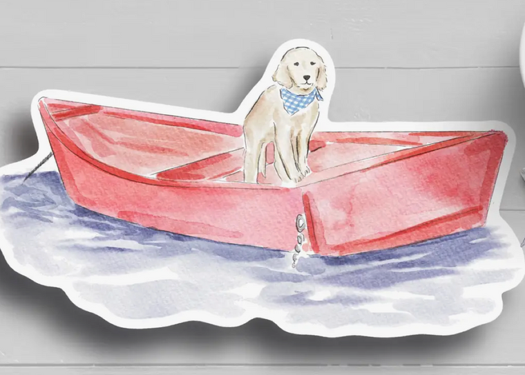 Golden Retriever in Boat Watercolor Sticker