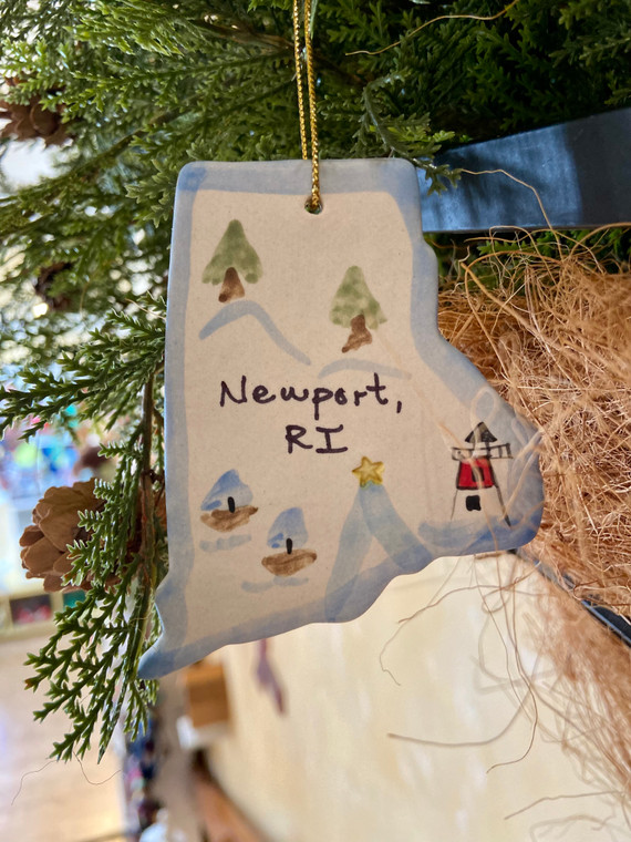 Sakonnet Pottery Map/Newport Ornament