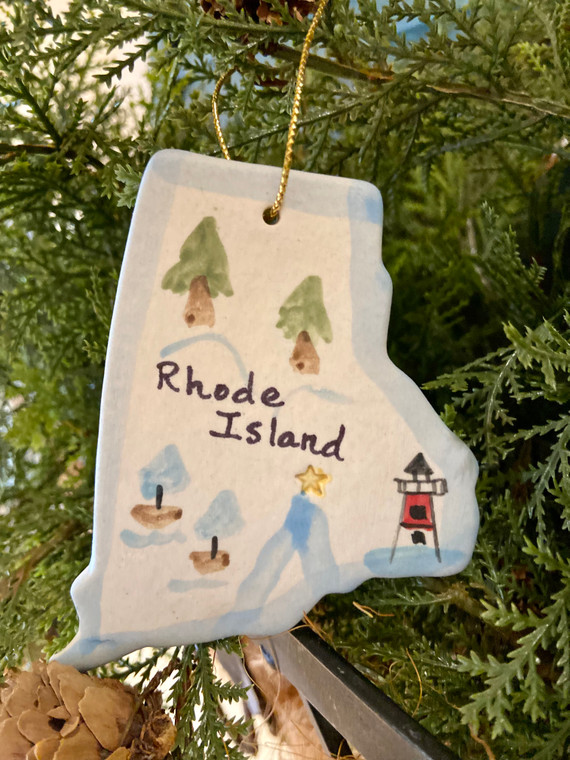 Sakonnet Pottery Map/Rhode Island Ornament