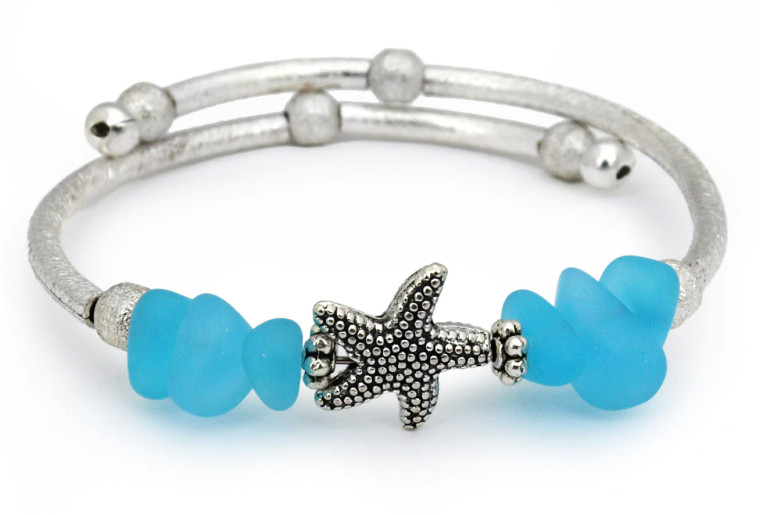 Aqua Nugget & StarfishCharm Bracelet