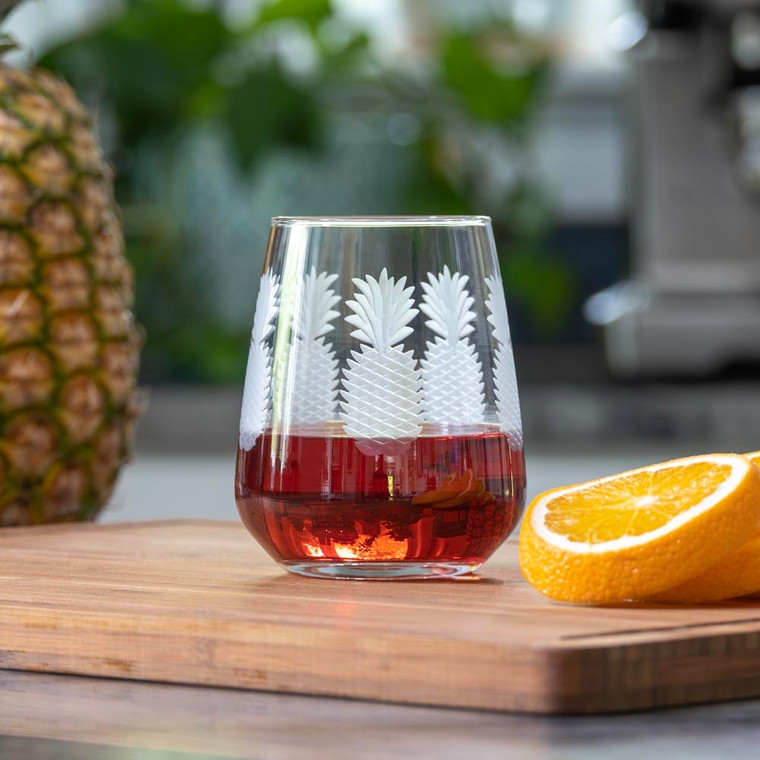 Fresh Pineapple-Stemless Wine Glass