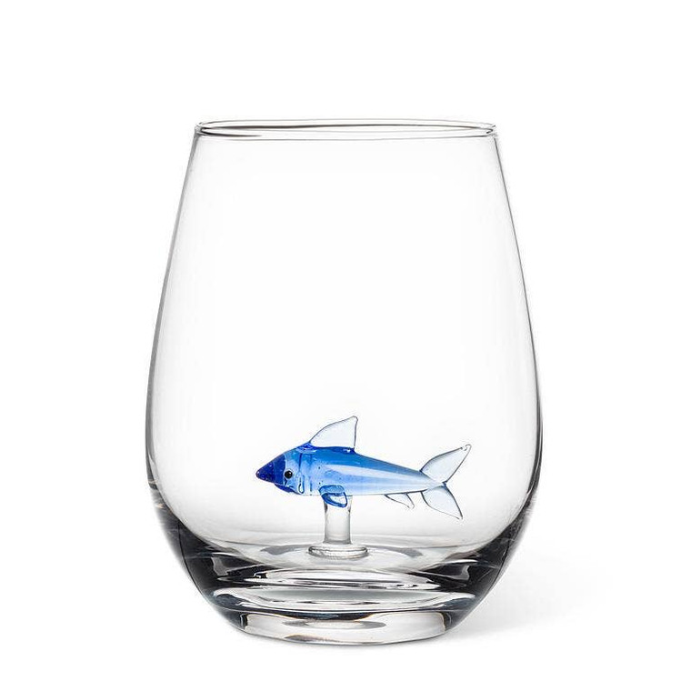 Shark Icon Stemless Wine Glass