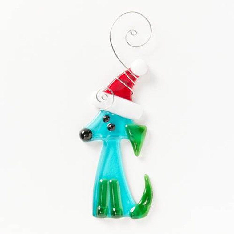 Dog with Santa Hat-Blue & Green