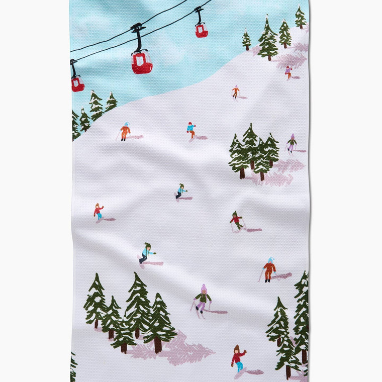 Winter Skiing Trip Dish Towel