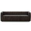 Augustine Deacon Wolf Leather Channel Tufted Sofa 88"