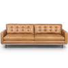 Lexi Modern Tufted Butterscotch Leather Sofa 89"