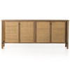 Veta Taupe Woven Cane 4-Door Sideboard 74"