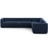 Augustine Channel Tufted Navy 3 Piece Sectional Sofa 126"