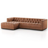 Maxx Rustic Warm Brown Leather Sectional LAF 109"