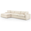 Plume Modern Cream Performance 2 Piece LAF Sectional 136"
