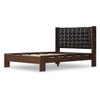 Halston Tufted Black Leather King Platfrom Bed