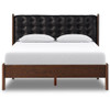 Halston Tufted Black Leather King Platfrom Bed