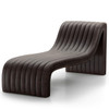 Augustine Chocolate Leather Channel Tufted Chaise Lounge