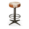 Cora 16" Brown Cowhide Leather and Iron Bar Stool