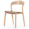 Amare Tan Leather Seat Solid Wood Dining Chair