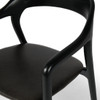 Amare Black Leather Seat Solid Wood Dining Arm Chair