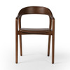 Amare Brown Leather Seat Solid Wood Dining Arm Chair