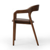 Amare Brown Leather Seat Solid Wood Dining Arm Chair