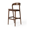 Amare Brown Leather Seat Solid Wood Bar Stool