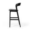 Amare Black Leather Seat Solid Wood Bar Stool