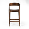 Amare Brown Leather Seat Solid Wood Counter Stool