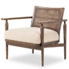 Xavier Taupe Belgian Linen Upholstered Cane Back Chair