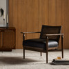  Xavier Black Leather Upholstered Cane Back Accent Chair
