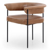Carrie Brown Leather Upholstered Barrel Dining Arm Chair