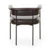 Carrie Sonoma Black Leather Upholstered Barrel Dining Arm Chair