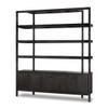 Reza Modern Black Wood Wide Bookcase with Cabinets 84"