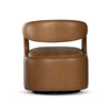 Hawkins Mid Century Modern Leather Barrel Swivel Chair