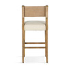 Ferris Brown Leather + Beige Fabric Upholstered Bar Stool