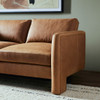 Katya Eucapel Cognac Leather Modern Sofa 97"