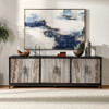 Lisbon 6-Door Reclaimed Wood and Travertine Sideboard 103"