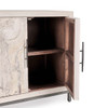 Lisbon 4-Door Reclaimed Wood and Travertine Sideboard 76" - Vintage White