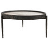 Dakota Reclaimed Wood and Travertine Round Coffee Table 36"