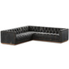 Maxx 3-Piece Tufted Rustic Black Leather Corner Sectional 101" 