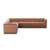 Maxx 3-Piece Tufted Sienna Brown Leather Corner Sectional 122"